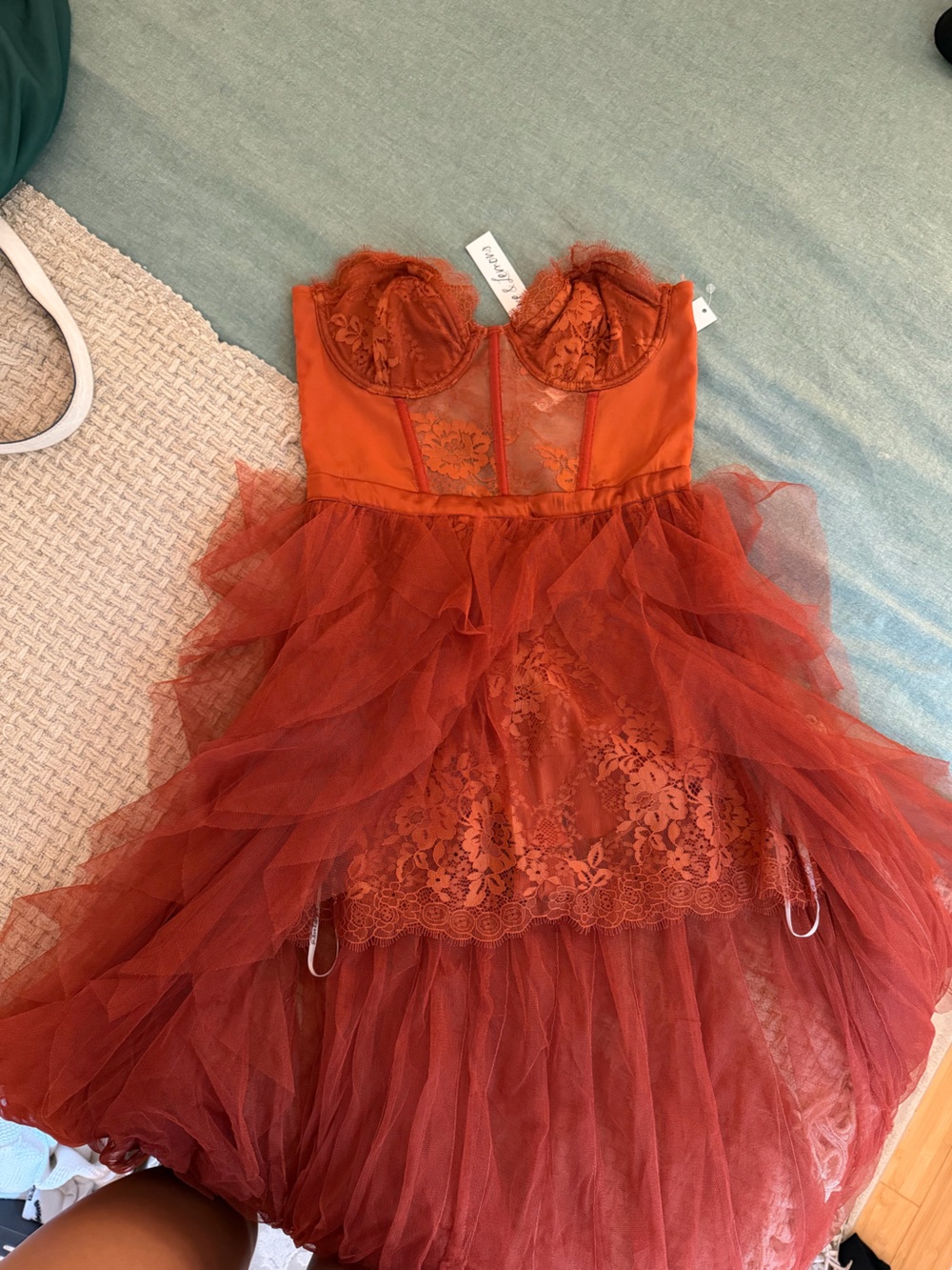 For love and lemons rust lace dress